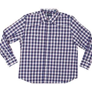 Wrangler Western Cotton Blend Snap Button Shirt Blue 2XL Men's Long Sleeve